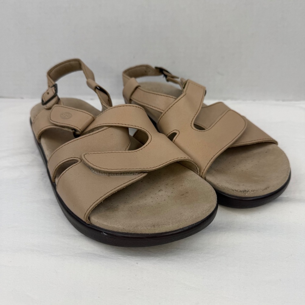 SAS Tripad Comfort Womens 11 W Tan Leather Adjustable Strap Sandals Made in USA